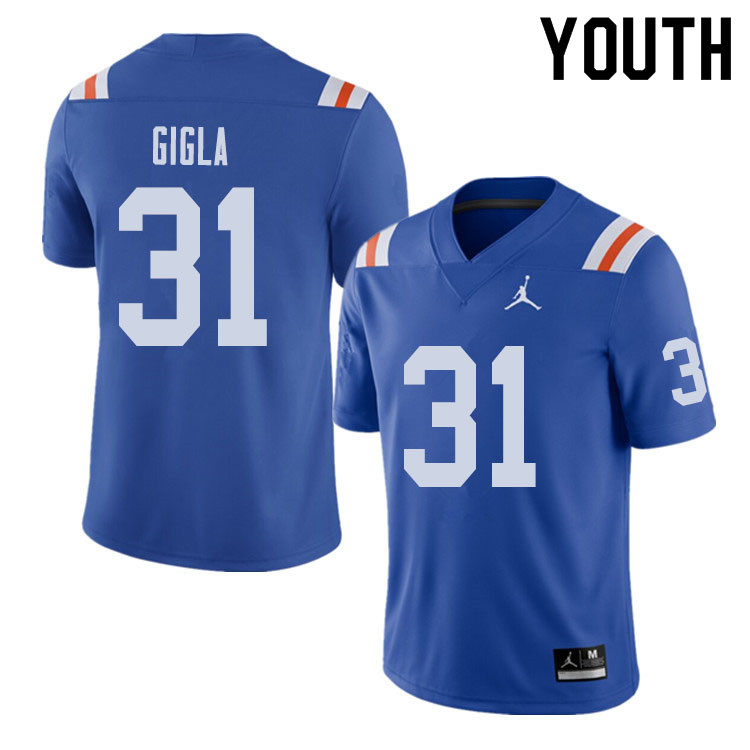 Jordan Brand Youth #31 Anthony Gigla Florida Gators Throwback Alternate College Football Jerseys Sal